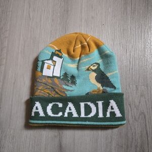 Acadia Beanie with Lighthouse and Bird Design